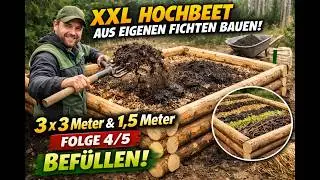 Build a raised bed from your own spruce. 3 times 3 meters long and 1.5 meters wide Episode 4/5