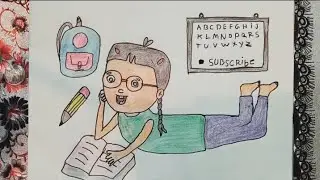 School girl writes to read drawing pincel se step by step banana sikhe colour sketch chitra video 