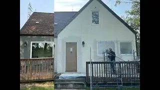 Front of house, stucco repair and painting