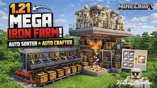 INSANE Minecraft 1.21+ Iron Farm – Fully Automatic + Auto Crafter 