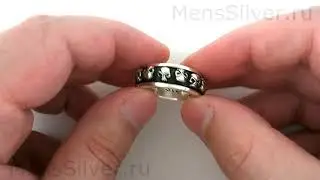 Biker Sterling Silver Spinner Ring with Skulls for Men