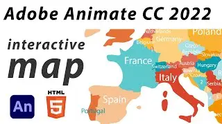 ADOBE ANIMATE CC 2022 TUTORIAL - INTERACTIVE MAP - HTML5 BANNER