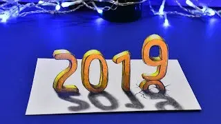 Happy New year 2019 how to draw graffiti 2019 three-dimensional drawing Click Paint