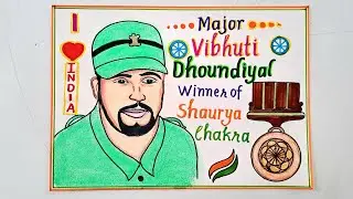 CBSE//Moe-Mod VeerGatha Poster Drawing//Gallantry Award Winner Mj.Vibhuti Dhondiyal Drawing Easy