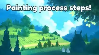Painting process steps - Summer in Kyoto