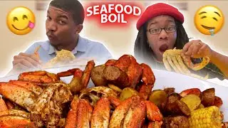 SPICY SEAFOOD BOIL MUKBANG (CRAB, SHRIMP, & CRAWFISH) + WOULD YOU RATHER?