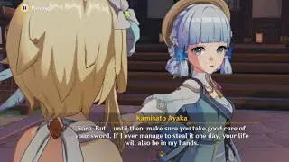 Ayaka threatening the traveller 😳😳😱😱