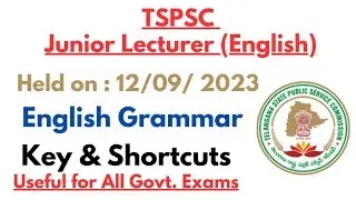 TS JL English Litt. Exam  ||  Paper-1  ||  12th Sep 2023  ||  English Grammar