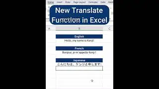 Excel New Translate Function Is A Good Function To Translate One Language To Another Language