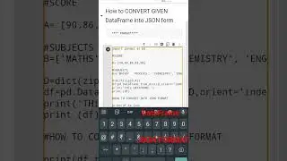 PANDAS DATA FRAME TO JSON FORMAT || PYTHON PROGRAMMING