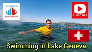 Swimming in Lake Geneva (Lake Leman) in Switzerland