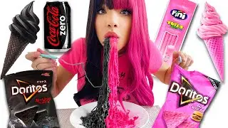 COMENDO TUDO ROSA E PRETO POR 24 HORAS!