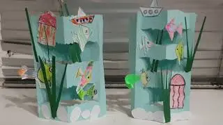Мастер - класс МОРЕ поделка из бумаги АКВАРИУМ Простая и красивая аппликация!