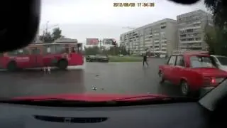 Car Crashes into Multiple Cars