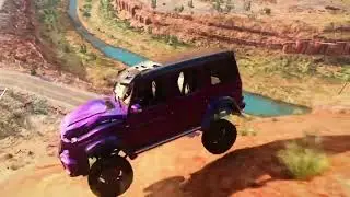 EPIC CRASH! Purple Brabus Falls Off Slope and Gets Destroyed in BeamNG.Drive