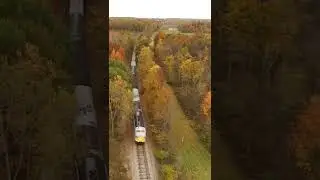 Drone pacing Clinchfield F-unit emerges from Autumn Forest #shorts