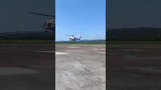 The Indonesian Police Helicopter took off from the apron and continued an air taxi to the runway!