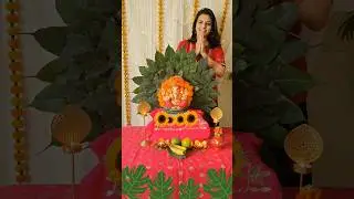 DIY Ganesha ji  Backdrop Made using Miles Gun Stapler and Peepal leaves 🙏 