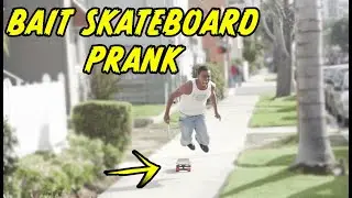 Hilarious Bait Skateboard Prank attached to a wire