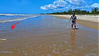 ELE APARECEU. PEIXE MUITO DESEJADO NA PESCA DE PRAIA