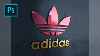How to Make Adidas Realistic 3D Glass Wall Logo Mockup In Photoshop cc