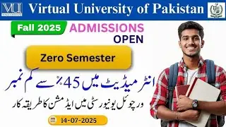 Zero Semester in vu | Fall admitted 2025 vu |How to get admission in vu | by Shair Ali