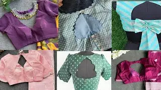 simple and trendy pattern blouse ideas// backneck blouse designs