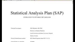 Statistical Analysis Plan (SAP)