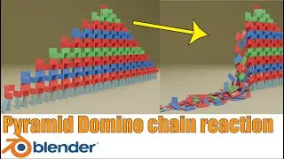 Make 2D pyramid using Dominos in Blender | 3d Domino chain reaction animation tutorial