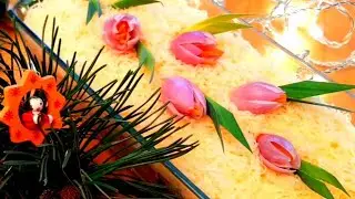 Праздничный🎄слоёный салат с солёными грибами и говядиной!