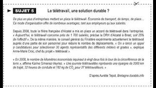 DELF B2 production orale monologue, le teletravail 