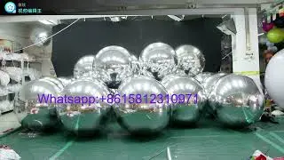 Inflatable Silver Ball Decorative Inflatable Mirror Ball Silver Balloons Shiny Giant Inflata Balls
