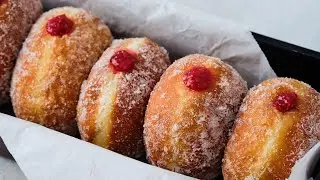 Filled DONUTS - German Berliners. A simple donut recipe. Donut yeast dough
