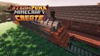 I built my FIRST STEAM TRAIN in STEAMPUNK MINECRAFT CREATE
