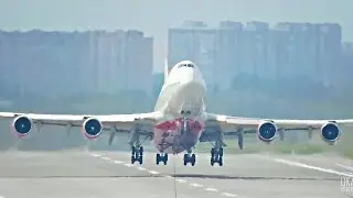 IL-76, Boeing and Airbus - who will take off faster. Heavy aircraft at Sheremetyevo.