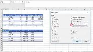 Paste Special   Values andNumber Formats