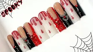 SPOOKY FREESTYLE NAIL SET 🖤🖤| Beginner Friendly Spooky Nail Art 🕸️🕷️