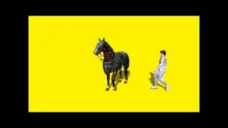 Warrior with horse on green screen chroma fx