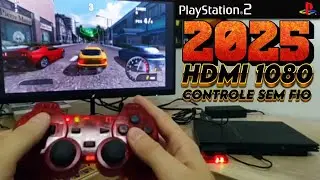 PlayStation 2 in 2025 with HDMI cable and wireless controller.