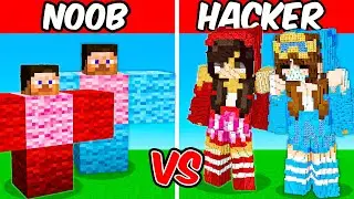 NOOB vs HACKER: CASH & NICO MOM Build Challenge (Minecraft)