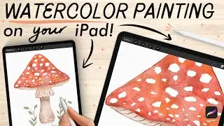 Digital watercolor mushroom tutorial in PROCREATE 🍄 (easy mushroom painting on your iPad!)