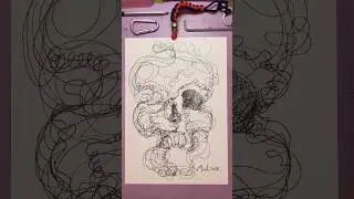 Improvisation with black lines. Skull 