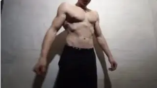 Flexing muscles close up 