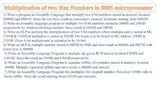 Multiplication of two hex numbers in 8085 microprocessor