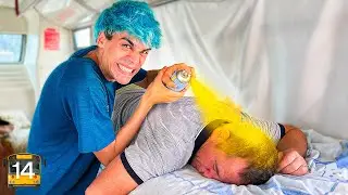We dyed Rocky's hair on the bus (He went crazy)