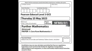 Pearson Edexcel Core Pure 1 2023 A level Further maths
