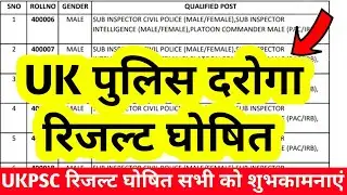 UKPSC पुलिस दरोगा रिजल्ट जारी सभी को शुभकामनाएं | UK POLICE SUB INSPECTOR RESULT 2024