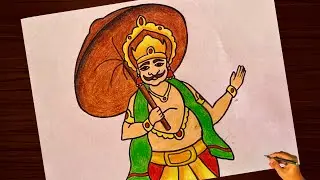 Maveli Drawing Easy🏆👍| എളുപ്പത്തിൽ ഒരു മാവേലിയെ വരച്ചാലോ❓| Happy onam drawing |Mahabali drawing