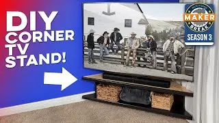 We built this DIY Corner TV Stand for a floating 65in TV!