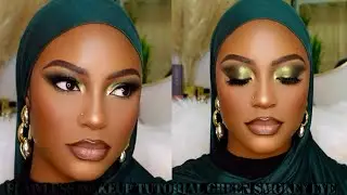 START TO FINISH FULL GLAM MAKEUP TUTORIAL || GREEN SMOKEY EYESHADOW +  GLOSSY NUDE LIP COMBO 